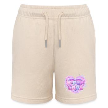 K-Pop Love Heart Pastel - Stanley/Stella MINI BOLTER Organic Teen Jogging Shorts - soft Ecru - Front