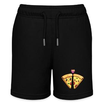 Pizza Paar Liebe Herz Valentinstag - Stanley/Stella Teenager Bio-Joggingshorts MINI BOLTER - Schwarz - Vorne