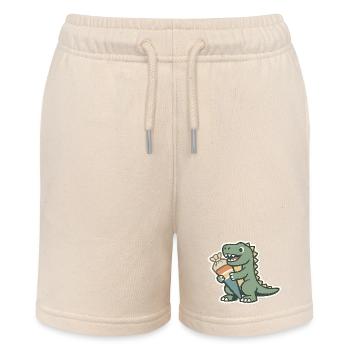 Dino School Enrollment Personalizable Name School - Stanley/Stella MINI BOLTER Organic Teen Jogging Shorts - soft Ecru - Front