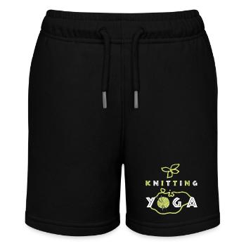 Knitting is Yoga, schöner Stricken und Yoga Spruch - Stanley/Stella Teenager Bio-Joggingshorts MINI BOLTER - Schwarz - Vorne