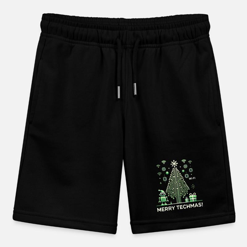 Merry Techmas - Robot and Circuit Christmas Tree Stanley/Stella MINI BOLTER Organic Teen Jogging Shorts