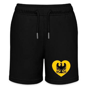 Heraldisches Adler-Emblem im Herzen - Stanley/Stella Teenager Bio-Joggingshorts MINI BOLTER - Schwarz - Vorne