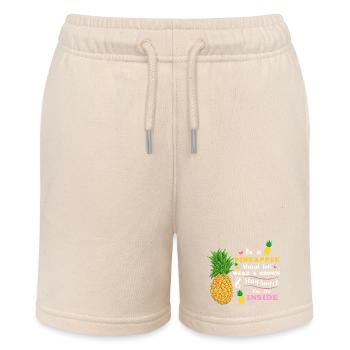 be a pineapple stand tall wear a crown stay sweet  - Stanley/Stella MINI BOLTER Organic Teen Jogging Shorts - soft Ecru - Front