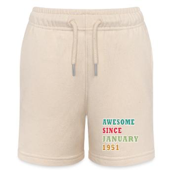 Vintage 1951 Anniversary Print - Stanley/Stella MINI BOLTER Organic Teen Jogging Shorts - soft Ecru - Front