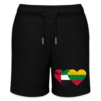 Vereinigte Arabische Emirate Litauen Flagge Herz - Stanley/Stella Teenager Bio-Joggingshorts MINI BOLTER - Schwarz - Vorne