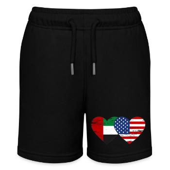 United Arab Emirates USA Flag Heart - Stanley/Stella MINI BOLTER Organic Teen Jogging Shorts - black - Front