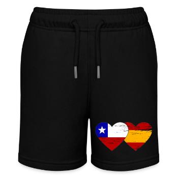 Chile Spanien Flagge Herz used - Stanley/Stella Teenager Bio-Joggingshorts MINI BOLTER - Schwarz - Vorne