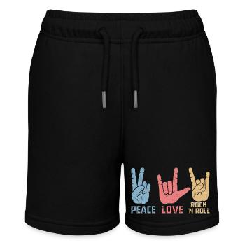 Peace Love Rock 'N Roll Music Guitar Rock Band - Stanley/Stella MINI BOLTER Organic Teen Jogging Shorts - black - Front