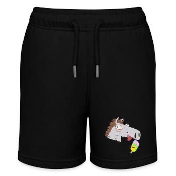 Pferdekopf Eiskrem Kinder Sommer Kind Pferd Pferde - Stanley/Stella MINI BOLTER Organic Teen Jogging Shorts - black - Front