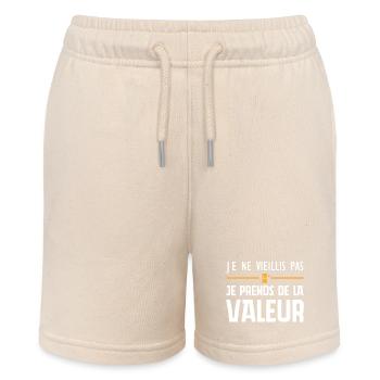 Ich werde nicht alt, ich steigere meinen Wert - Stanley/Stella Teenager Bio-Joggingshorts MINI BOLTER - Natur - Vorne