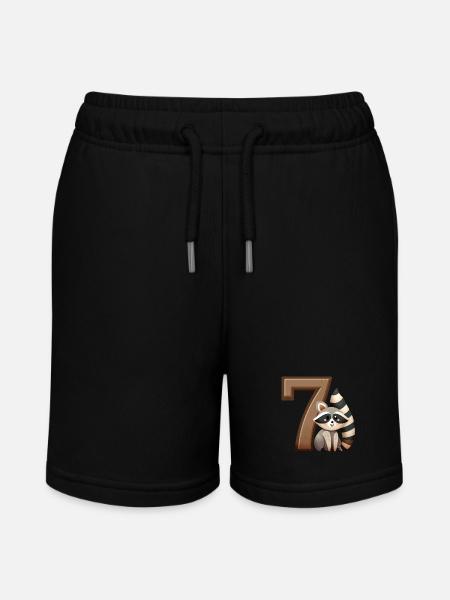 Kinderdesign – Waschbär und Zahlen Spaß - Stanley/Stella Teenager Bio-Joggingshorts MINI BOLTER - Schwarz