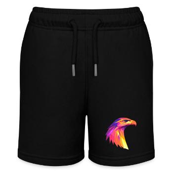 AdlerKopf Low Poly Logo Design - Stanley/Stella Teenager Bio-Joggingshorts MINI BOLTER - Schwarz - Vorne