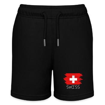 Swiss Switzerland Schweiz - Stanley/Stella Teenager Bio-Joggingshorts MINI BOLTER - Schwarz - Vorne