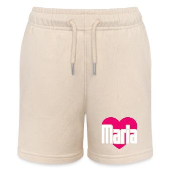 I Love Maria Pink Heart I Love Maria - Stanley/Stella MINI BOLTER Organic Teen Jogging Shorts - soft Ecru - Front