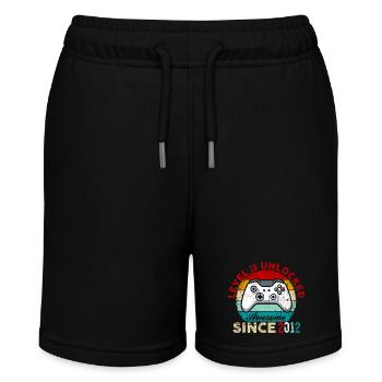 Levelfreigeschalteter Retro-Controller-Stolz - Stanley/Stella Teenager Bio-Joggingshorts MINI BOLTER - Schwarz - Vorne