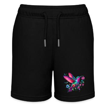 Kolibri mit Blumen geschmückt - Stanley/Stella Teenager Bio-Joggingshorts MINI BOLTER - Schwarz - Vorne