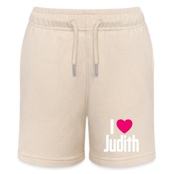 I Love Judith Pinkes Herz Ich liebe Judith - Stanley/Stella Teenager Bio-Joggingshorts MINI BOLTER - Natur - Vorne