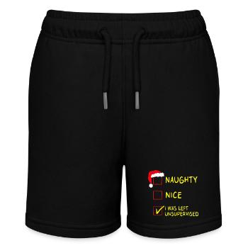 Naughty Nice – I Was Left Unsupervised Christmas - Stanley/Stella MINI BOLTER Organic Teen Jogging Shorts - black - Front