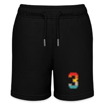 3 Jahre Retro Trikot Nummer 3 T-shirt Nummer 3 - Stanley/Stella Teenager Bio-Joggingshorts MINI BOLTER - Schwarz - Vorne