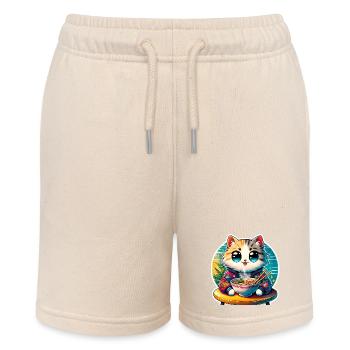 Cat Ramen Kawaii Anime - Stanley/Stella MINI BOLTER Organic Teen Jogging Shorts - soft Ecru - Front