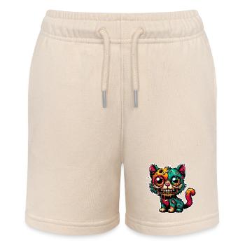 Zombie Katze Monster Halloween - Stanley/Stella Teenager Bio-Joggingshorts MINI BOLTER - Natur - Vorne