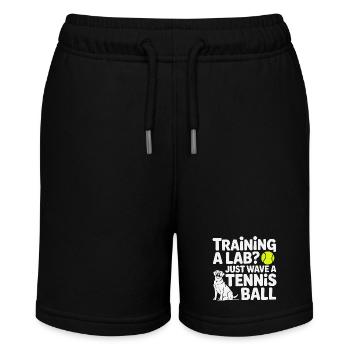 Labrador Training Tennisball Lustiger Hund Design - Stanley/Stella Teenager Bio-Joggingshorts MINI BOLTER - Schwarz - Vorne