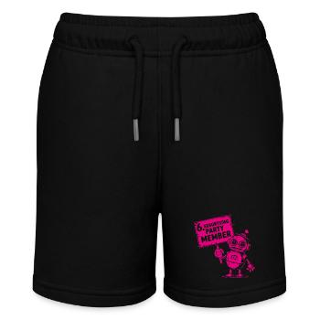Ich bin sechs Jahre 6. Geburtstag Roboter - Stanley/Stella Teenager Bio-Joggingshorts MINI BOLTER - Schwarz - Vorne