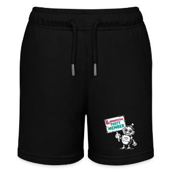 Ich bin sechs Jahre 6. Geburtstag Roboter - Stanley/Stella Teenager Bio-Joggingshorts MINI BOLTER - Schwarz - Vorne