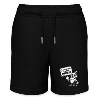 Ich bin sechs Jahre 6. Geburtstag Roboter - Stanley/Stella Teenager Bio-Joggingshorts MINI BOLTER - Schwarz - Vorne