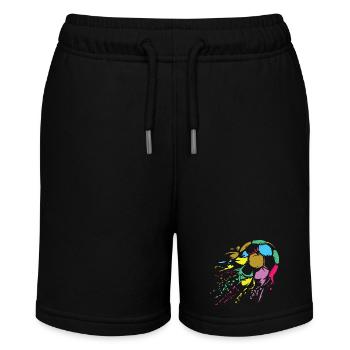 Fußball bunte Farben retro Ball Explosion Symbol - Stanley/Stella Teenager Bio-Joggingshorts MINI BOLTER - Schwarz - Vorne