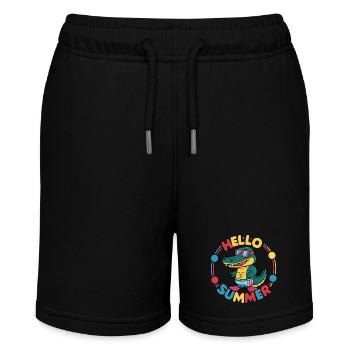 Hallo Sommer kleines Krokodil mit Taucherbrille - Stanley/Stella Teenager Bio-Joggingshorts MINI BOLTER - Schwarz - Vorne