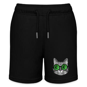 Cat wearing euro sign glasses - Stanley/Stella MINI BOLTER Organic Teen Jogging Shorts - black - Front
