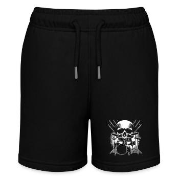 Schlagzeug und Skull Schlagzeuger Rockband. - Stanley/Stella Teenager Bio-Joggingshorts MINI BOLTER - Schwarz - Vorne