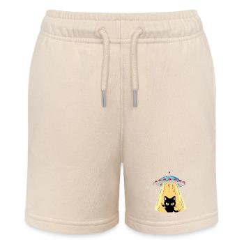 UFO cat with laser vision - Stanley/Stella MINI BOLTER Organic Teen Jogging Shorts - soft Ecru - Front