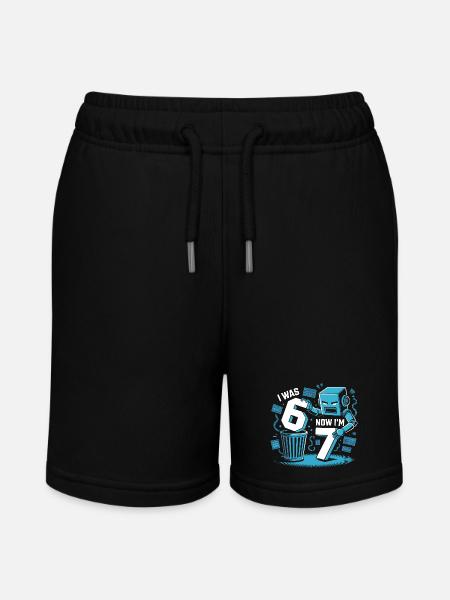 Six Seven Robot 7 års bursdag 67 - Stanley/Stella MINI BOLTER økologisk joggeshorts for tenåringer - svart