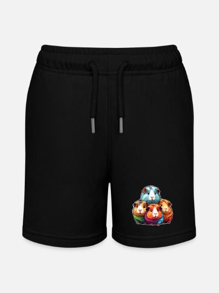 Four cute guinea pigs - Stanley/Stella MINI BOLTER Organic Teen Jogging Shorts - black