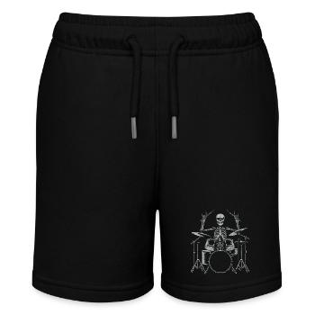 Drummer Skull Skelett am Drumset - Stanley/Stella Teenager Bio-Joggingshorts MINI BOLTER - Schwarz - Vorne