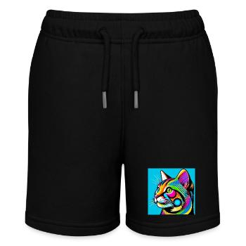 Cat Pop Art - Stanley/Stella MINI BOLTER Organic Teen Jogging Shorts - black - Front