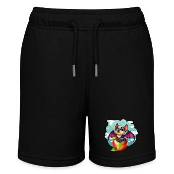 Cute Bat and Apple Fantasy Design - Stanley/Stella MINI BOLTER Organic Teen Jogging Shorts - black - Front