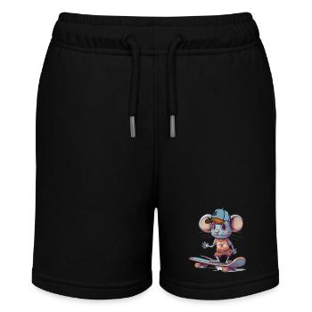 Skateboard Maus Skateboarder Nagetier cool sk8 - Stanley/Stella Teenager Bio-Joggingshorts MINI BOLTER - Schwarz - Vorne