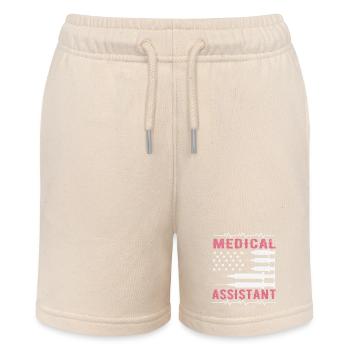 Medizinischer Assistent Medizinische Assistentin unter amerikanischer Flagge - Stanley/Stella Teenager Bio-Joggingshorts MINI BOLTER - Natur - Vorne