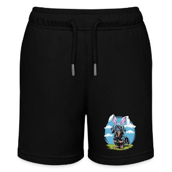 Lustiger Dackel mit Hasenohren - Stanley/Stella Teenager Bio-Joggingshorts MINI BOLTER - Schwarz - Vorne