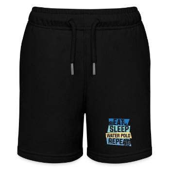 Wasserball Zitat Essen Schlaf Wasserball Wiederholen - Stanley/Stella Teenager Bio-Joggingshorts MINI BOLTER - Schwarz - Vorne