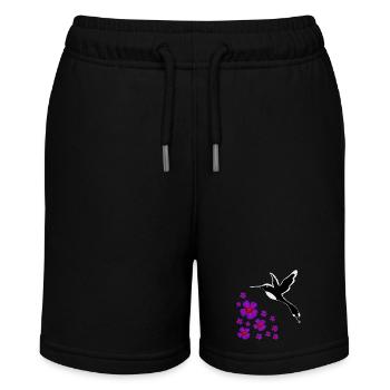 kolibrisilhouette mit blumen, vogelmotive damen - Stanley/Stella Teenager Bio-Joggingshorts MINI BOLTER - Schwarz - Vorne