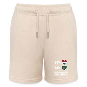 Bangladesh and The Netherlands 100% Genius Flag - Stanley/Stella MINI BOLTER Organic Teen Jogging Shorts - soft Ecru - Front