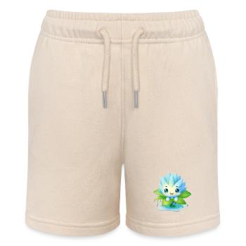 Kawaii Männchen auf Seerose – Blaues Design - Stanley/Stella Teenager Bio-Joggingshorts MINI BOLTER - Natur - Vorne
