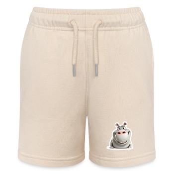 Süßes Nilpferd Lustig Grinsen Tier Shirt - Stanley/Stella Teenager Bio-Joggingshorts MINI BOLTER - Natur - Vorne