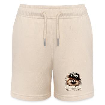Kleinspitz Spitz Gangsta Gangster Hund Geschenk - Stanley/Stella Teenager Bio-Joggingshorts MINI BOLTER - Natur - Vorne