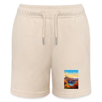 Lyon France Travel Poster Souvenir Postcard Paint - Stanley/Stella MINI BOLTER Organic Teen Jogging Shorts - soft Ecru - Front