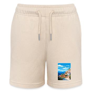 Hydra Greece Travel Poster Souvenir Postcard Paint - Stanley/Stella MINI BOLTER Organic Teen Jogging Shorts - soft Ecru - Front